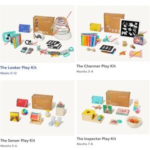 Bundle of Lovevery month 0-8 play kits, looker charmer senser inspector